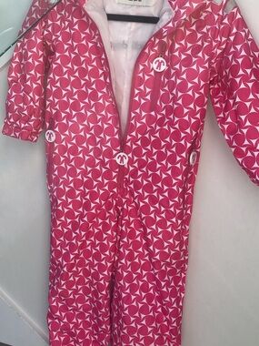 Kids Pink Geometric One-Piece Snowsuit